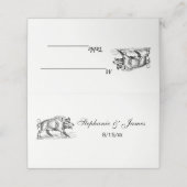 Vintages Wildschwein Zeichnend BW #2 Platzkarte (Außenseite Aufgefaltet)