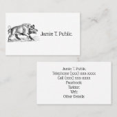 Vintages Wildschwein Zeichnend BW #2 Visitenkarte (Vorne/Hinten)