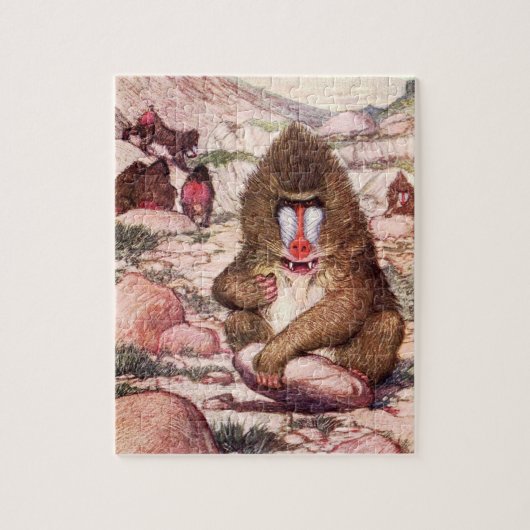 Vintages Wildtier, Baboons von Louis Sargent Puzzle (Vertikal)