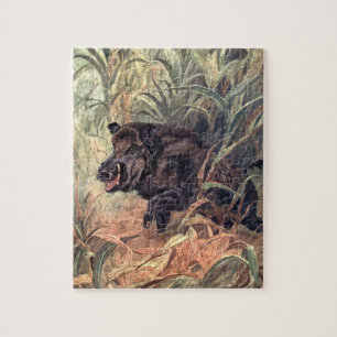 Vintages Wildtier Indian Boar von Winifred Austen Puzzle