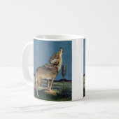 Vintages Wildtier, Wolf Howling am Mond Kaffeetasse (Vorderseite Links)