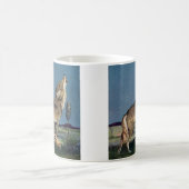 Vintages Wildtier, Wolf Howling am Mond Kaffeetasse (Mittel)