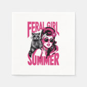 Vintages Wilhelm Mädchen Sommer Opossum Funny Racc Serviette (Vorderseite)