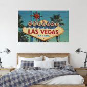 Vintages Willkommen in Las Vegas Wall Art Leinwanddruck (Insitu (Schlafzimmer))
