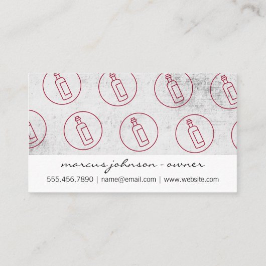 Vintages Wine Flasche Muster Visitenkarte (Rückseite)