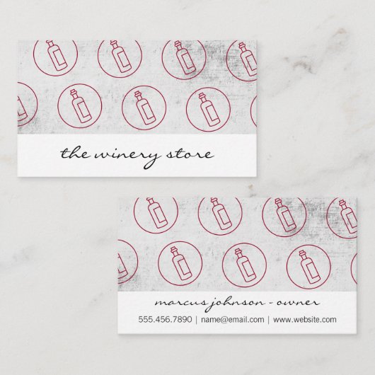 Vintages Wine Flasche Muster Visitenkarte (Vorne/Hinten)