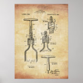 Vintages Wine-Korkenzieher-Patent Poster (Vorne)