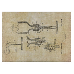 Vintages Wine-Korkenzieher-Patent Schneidebrett