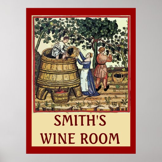 Vintages Wine Room-Zeichen, Text bearbeiten Poster (Vorne)