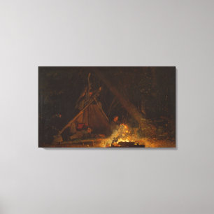 Vintages Winslow Homer Camp Feuer Leinwanddruck