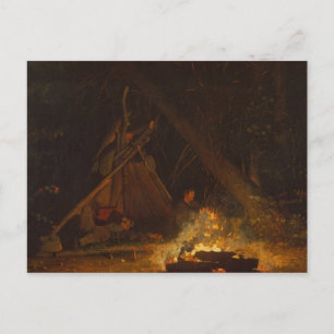 Vintages Winslow Homer Camp Feuer Postkarte