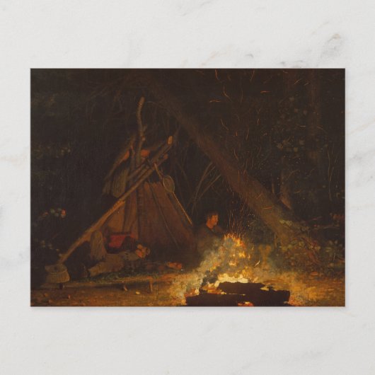 Vintages Winslow Homer Camp Feuer Postkarte (Vorderseite)