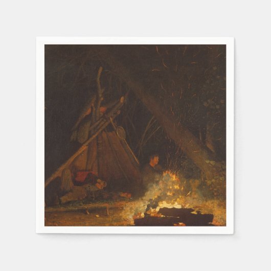 Vintages Winslow Homer Camp Feuer Serviette (Vorderseite)