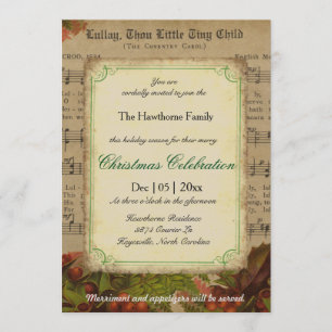 Vintages Winter Carol Music Sheet Party Einladung