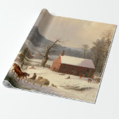 Vintages Winterbauernhaus Geschenkpapier (Ungerollt)