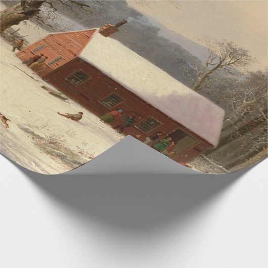 Vintages Winterbauernhaus Geschenkpapier (Ecke)