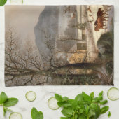 Vintages Winterbauernhaus Geschirrtuch (Gefaltet)