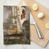 Vintages Winterbauernhaus Geschirrtuch (Viertel Falte)