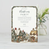 Vintages Winterdorf Einladung (Stehend Vorderseite)