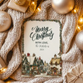 Vintages Winterdorf Feiertagskarte