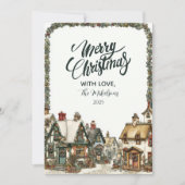 Vintages Winterdorf Feiertagskarte (Vorderseite)