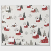 Vintages Winterdorf niedliche Weihnachten Themenab Geschenkpapier (Flach)