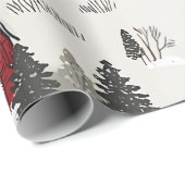 Vintages Winterdorf niedliche Weihnachten Themenab Geschenkpapier (Rolleneckpunkt)