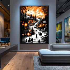 Vintages Winterglühen - Lantern-Lit Village Poster