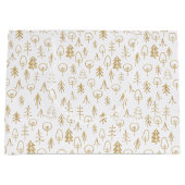 Vintages Wintergoldmuster Weißes Großgeschenktasch Große Geschenktüte (Vorderseite)