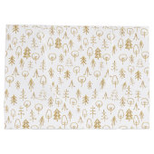 Vintages Wintergoldmuster Weißes Großgeschenktasch Große Geschenktüte (Rückseite)