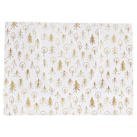 Vintages Wintergoldmuster Weißes Großgeschenktasch Große Geschenktüte (Rückseite)