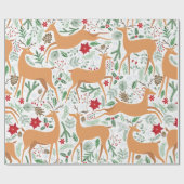 Vintages Winterhirschmuster. Weihnachtsba Geschenkpapier (Flach)
