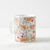 Vintages Winterhirschmuster. Weihnachtsba Kaffeetasse (Vorderseite Links)