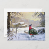 Vintages Winterkind Zuhause Postkarte (Vorne/Hinten)