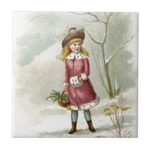 Vintages Wintermädchen Fliese