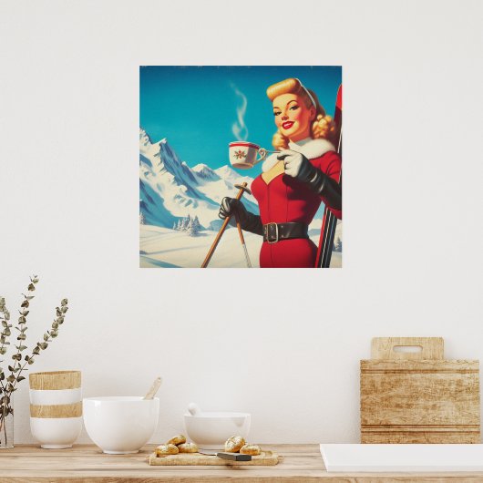 Vintages Wintermädchen Poster (Küche)