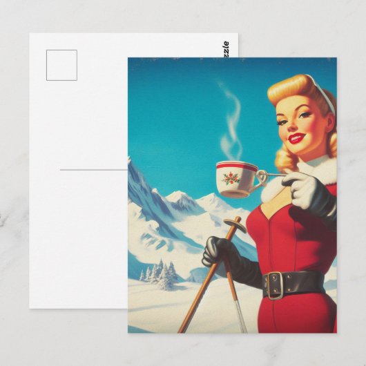 Vintages Wintermädchen Postkarte (Vorne/Hinten)