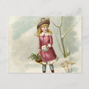Vintages Wintermädchen Postkarte