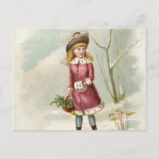 Vintages Wintermädchen Postkarte (Vorderseite)