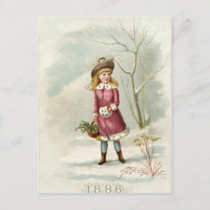 Vintages Wintermädchen Postkarte