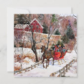 Vintages Winterpferd und Schlitten im Schnee Karte (Vorderseite)