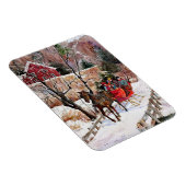 Vintages Winterpferd und Schlitten im Schnee Magnet (Rechte Seite)
