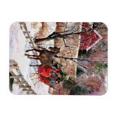 Vintages Winterpferd und Schlitten im Schnee Magnet (Horizontal)