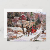 Vintages Winterpferd und Schlitten Postkarte (Vorne/Hinten)
