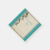 Vintages Winterschneeflockengold aquamarin Serviette (Ecke)