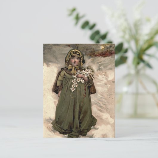 Vintages Winterschneegürtel Postkarte (Stehend Vorderseite)