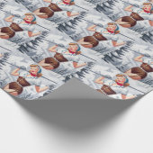 Vintages Winterski-Button Geschenkpapier (Ecke)