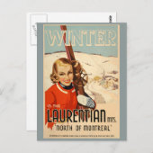 Vintages Winterskiposter Postkarte (Vorne/Hinten)