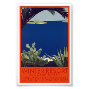 Vintages Wintersportort Jugoslawien Riviear Fotodruck