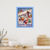 Vintages Wintersportort Poster (Küche)